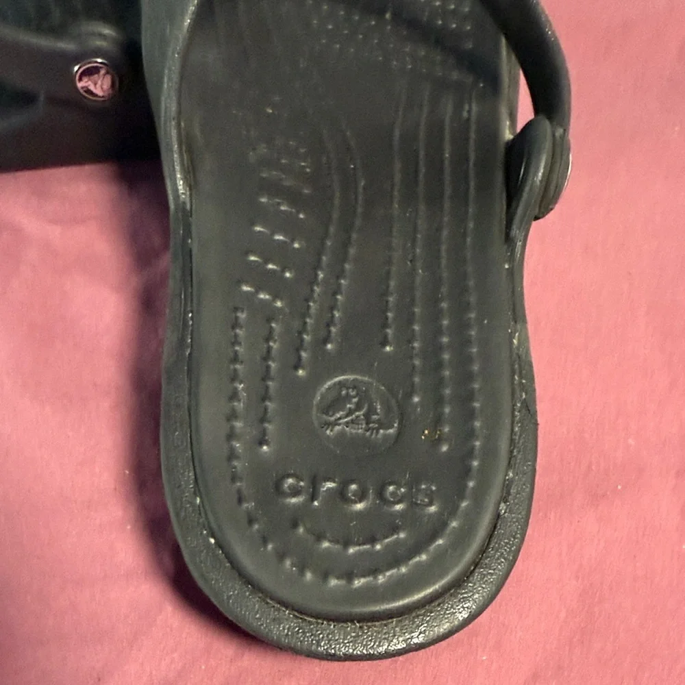CROCS Black Slide Sandals with Sparkling Accents - Picture 5 of 7